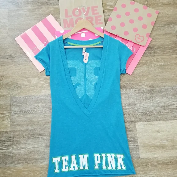 Victoria's Secret PINK Vintage Swim Cover-up V Neck Sexy Plunge Iconic Logo NWT - Picture 4 of 15